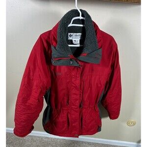 Vintage Columbia 2 in 1 Winter Jacket Womens Small Red Fleece Lined Double Coat